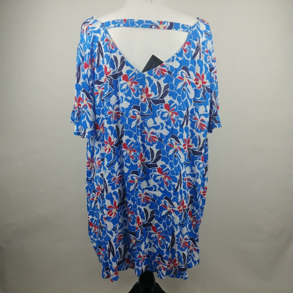 New Women's Plus Lane Bryant Blue Floral Top Size 22/24 - Picture 4 of 4